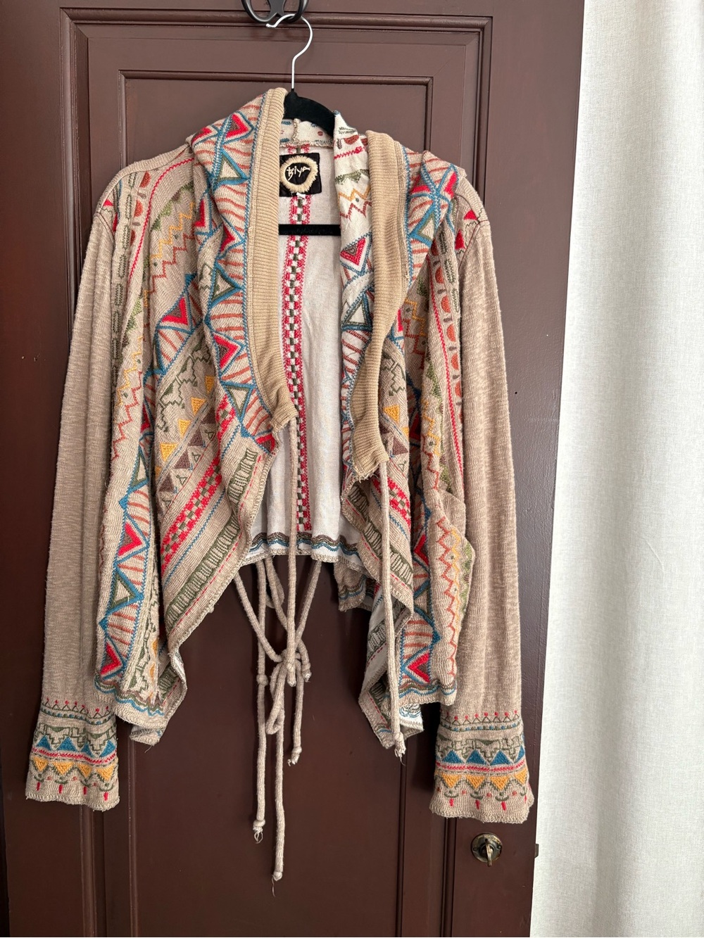 Johnny Was Biya embroidered boho hooded cardigan jacket size XL